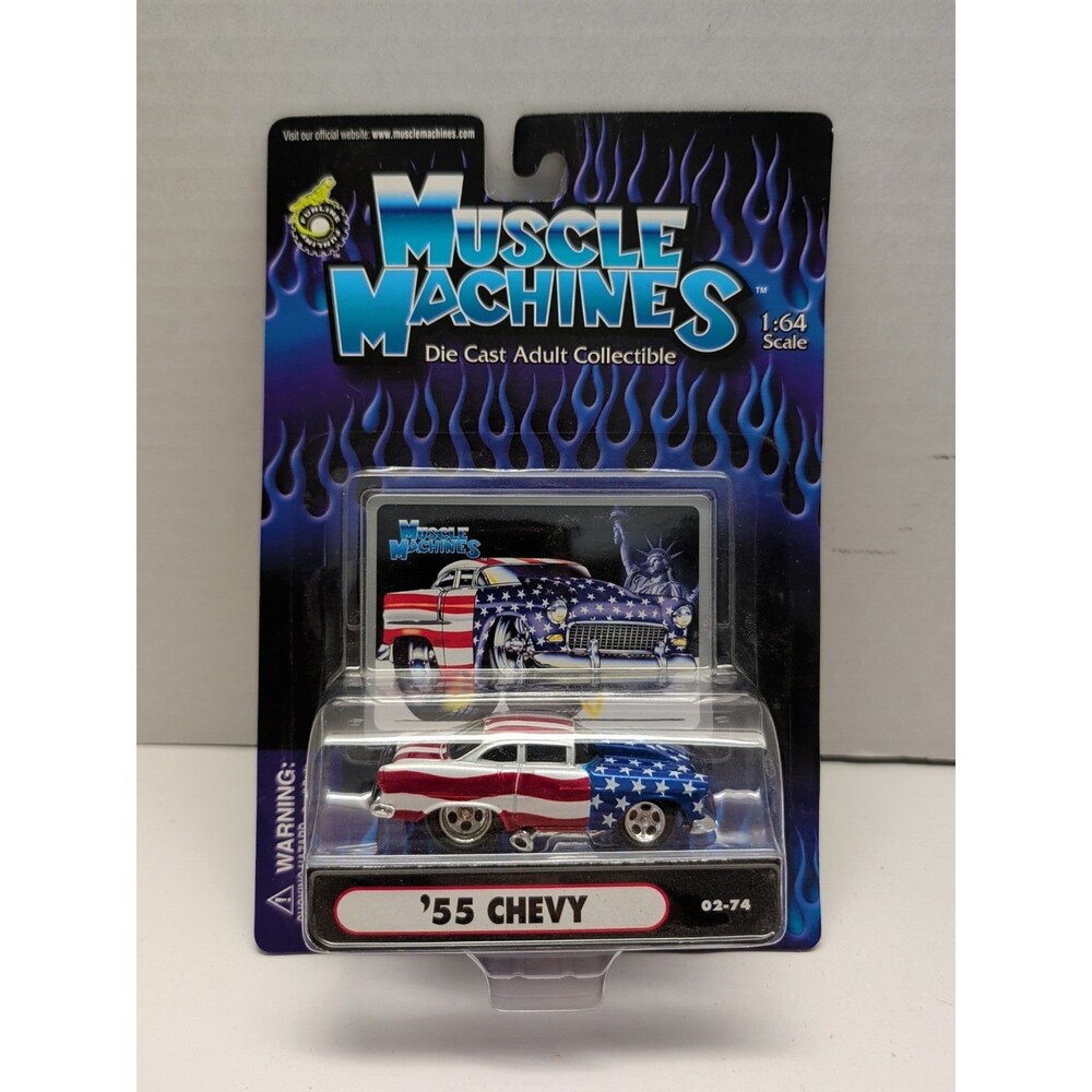 1:64 DieCast New Muscle Machines Stars And Stripes Chevrolet ‘55 Chevy #02-74